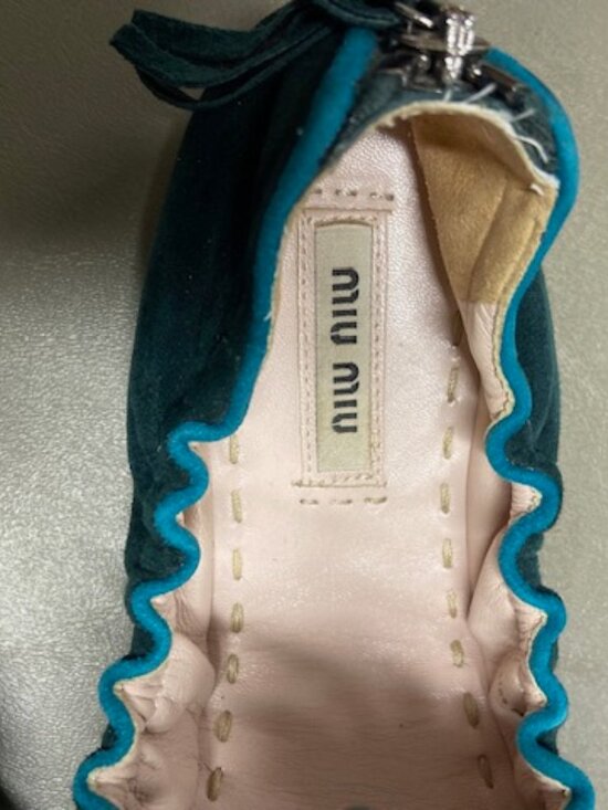 MIU MIU FLAT TEAL/GREEN 7.5 - Picture 5 of 6